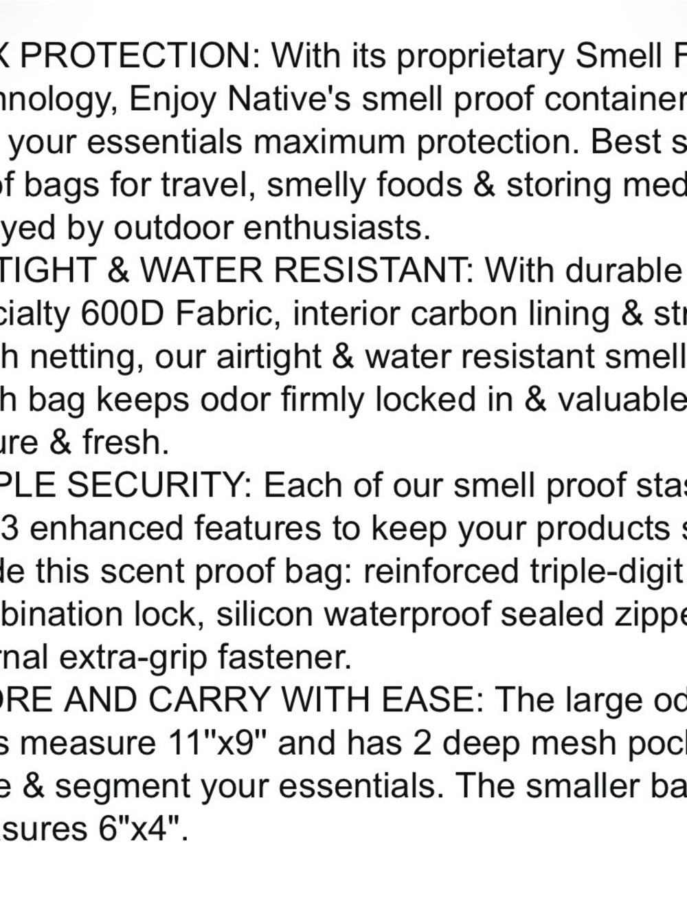 Brand new🎉 Enjoy Native Smell Proof Travel Bag with Lock - Black - Picture 3 of 13